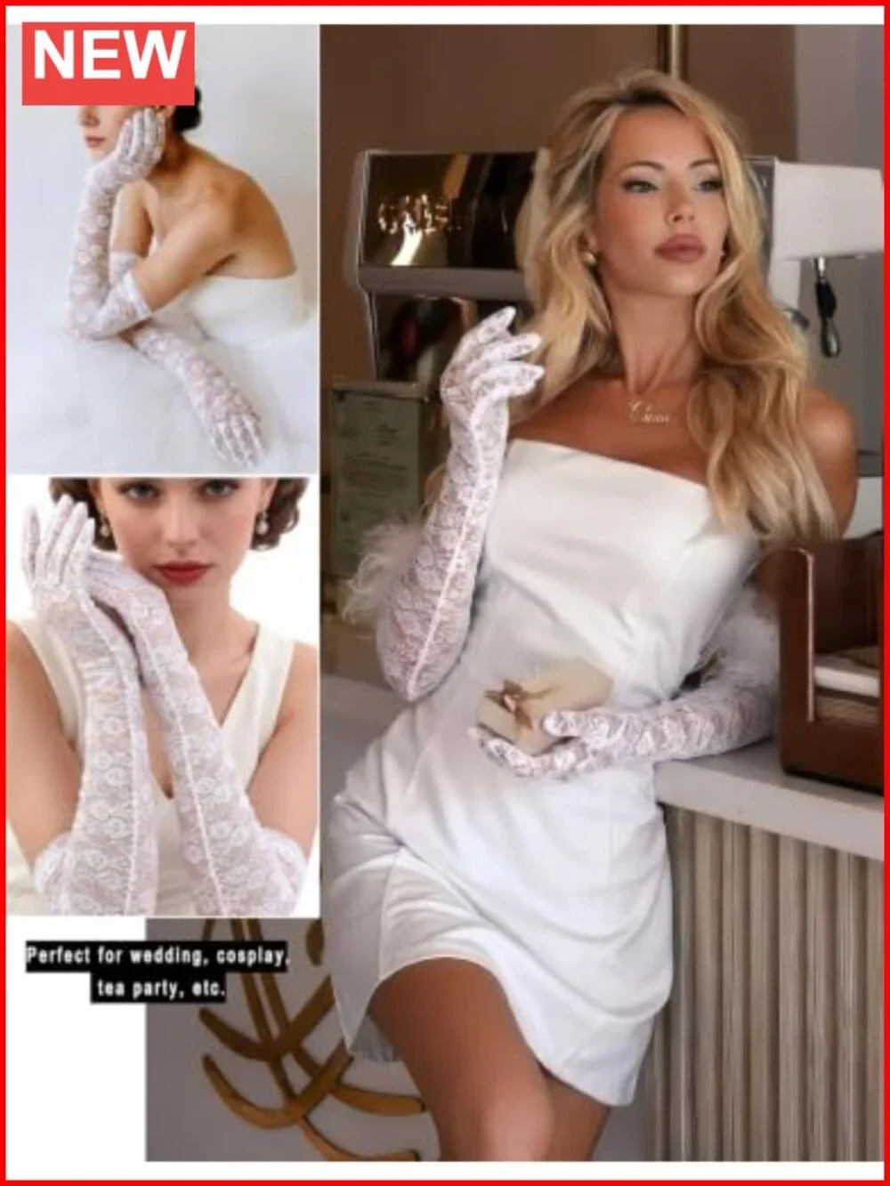 Long Lace Gloves for Formal Dress Opera Gloves Elbow Length Floral Lace